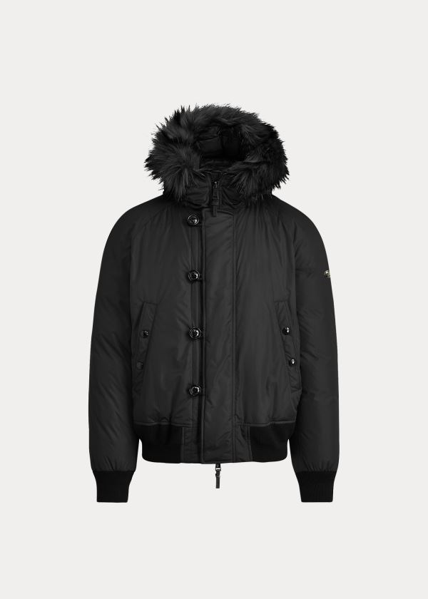 Chaquetas De Plumas Ralph Lauren Hombre Negros - RLX Faux Fur-Trim - LCHKQ5396